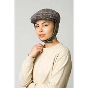 Vintage Kangol Bugatti Hat Made England Houndstooth Wool Ear Flap Cap Aviator